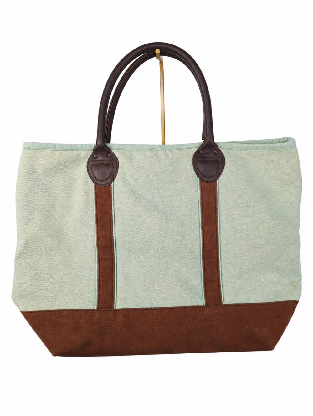 Restoration Hardware XL Sage Green Canvas Leather Travel Tote Zip Top